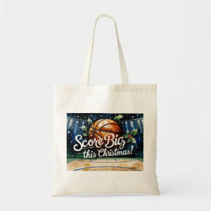 Basketbal Kerst waterverf thema Tote Bag