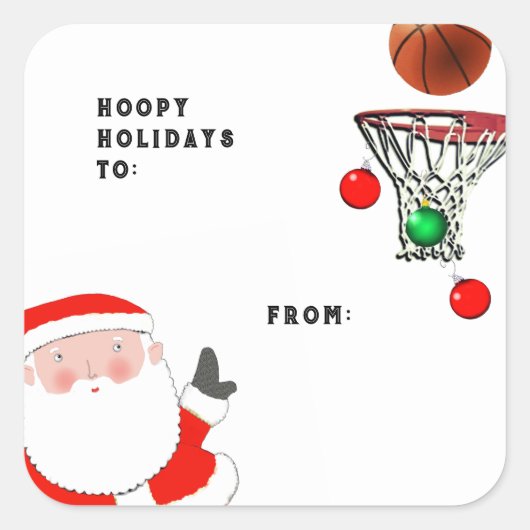 Basketbal Kerstcadeau Tags (Voorkant)