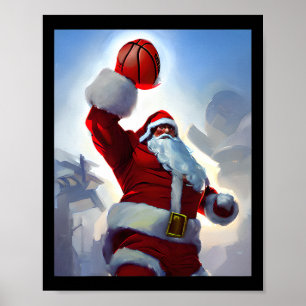 Basketbal Kerstman Dunking voor Mannen a Poster