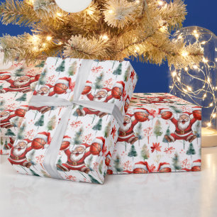 Basketbal Kerstman speelt Kerstmis Cadeaupapier