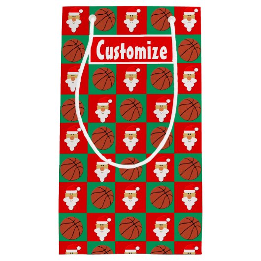 Basketbal Kerstmis Aangepaste Speler Naam Santa Klein Cadeauzakje (Voorkant)