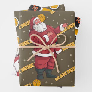 Basketbal Kerstmis met Sinterklaas en bal Inpakpapier Vel