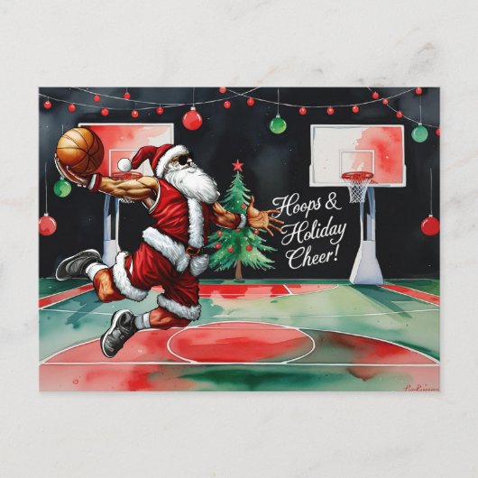 Basketbal Kerstmis Thema Feestdagenkaart (Voorkant)