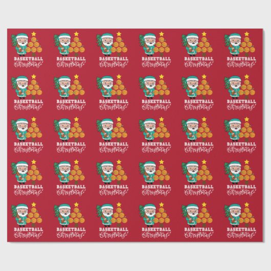 Basketbal Kerstmis van Sinterklaas voor speler Cadeaupapier (Vlak)