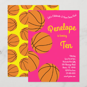 Basketbal Kids Verjaardagsfeest Sport Roze Meisjes Kaart