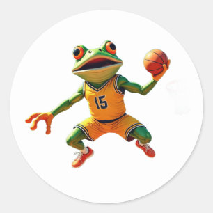 Basketbal Kikker grote ronde witte stickers