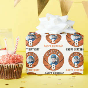 Basketbal Kinder Happy Birthday Age Foto Cadeaupapier