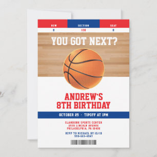 Basketbal Kinderen Verjaardagsfeest Ticket Uitnodi Kaart