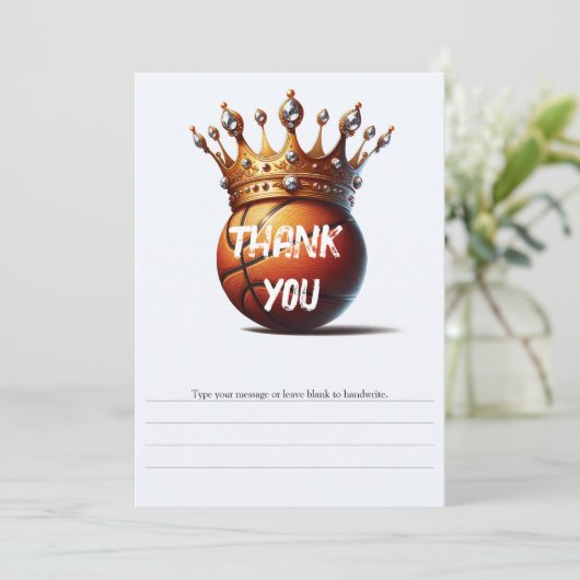 Basketbal Koning Gouden Kroon Verjaardag Bedankt Kaart (Staand voorkant)