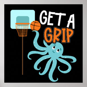 Basketbal Krijg een Grip Octopus Quote Poster