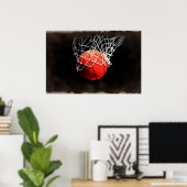 Basketbal kunstposter poster (Thuiskantoor)