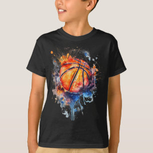 Basketbal kunstwerk Basketbal Hoop Kleurrijk Water T-shirt