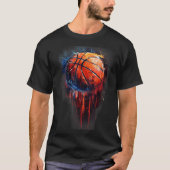 Basketbal kunstwerk Basketbal Hoop Waterverf Colo T-shirt (Voorkant)