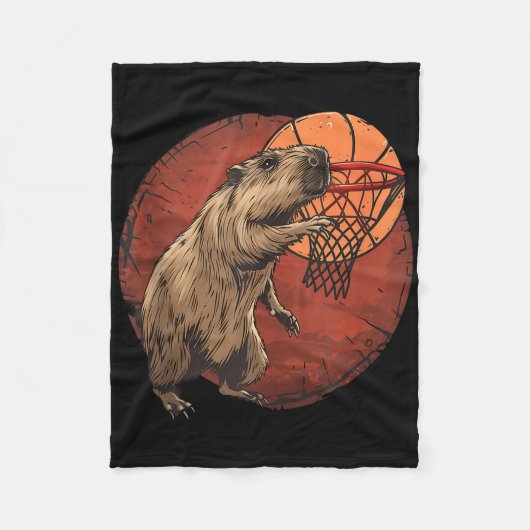 Basketbal kunstwerk Basketbal liefhebber Capybara Fleece Deken (Voorkant)