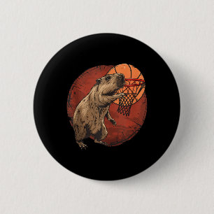 Basketbal kunstwerk Basketbal liefhebber Capybara Ronde Button 5,7 Cm