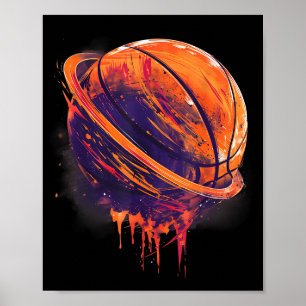 Basketbal kunstwerk Basketbal liefhebber Planet Wa Poster
