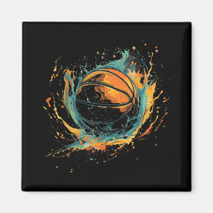 Basketbal kunstwerk Basketbal liefhebber Waterverf Magneet