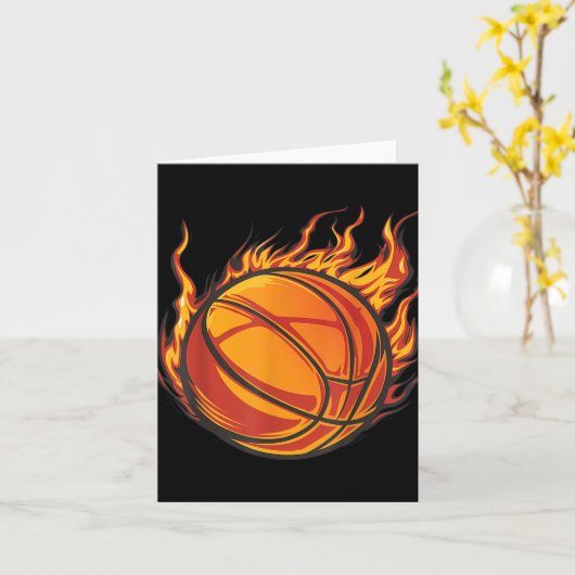 Basketbal kunstwerk Basketbal Lover Flaming Hot Dr Kaart (Gele Bloem)