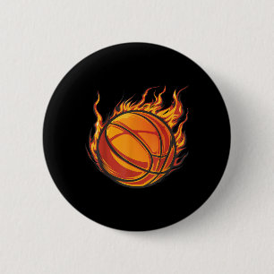 Basketbal kunstwerk Basketbal Lover Flaming Hot Dr Ronde Button 5,7 Cm