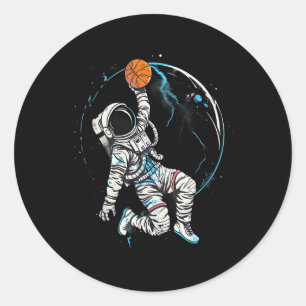 Basketbal kunstwerk Basketbal Speler Astronaut Dra Ronde Sticker