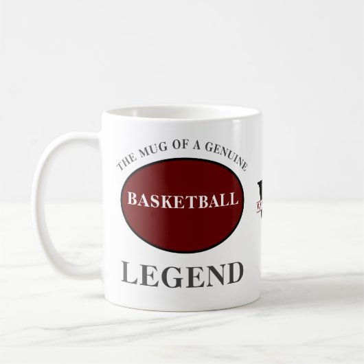 Basketbal Legend Monogram Voeg Jouw naam Verjaarda Koffiemok (Links)