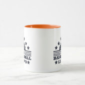 Basketbal legende speler blauw en sinaasappel bal mok (Midden)