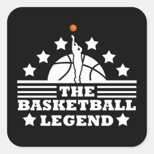 Basketbal legende speler wit sinaasappel bal vierkante sticker