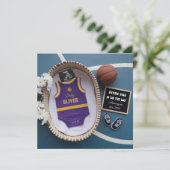 Basketbal liefhebbende ouders zwangerschap aankond kaart (Staand voorkant)