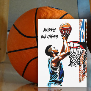 Basketbal Liefhebber Waterverf Spetterende Verjaar Kaart