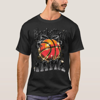 Basketbal Mama Moeder Geruite Speldag Grappig T-shirt