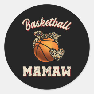 Basketbal Mamaw Bandana Leopard hart fans moeder Ronde Sticker