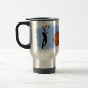 Basketbal mannelijke speler en bal personaliseren reisbeker
