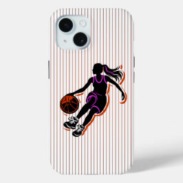 Basketbal Meisje Dribbling IPhone 15 Hoesje