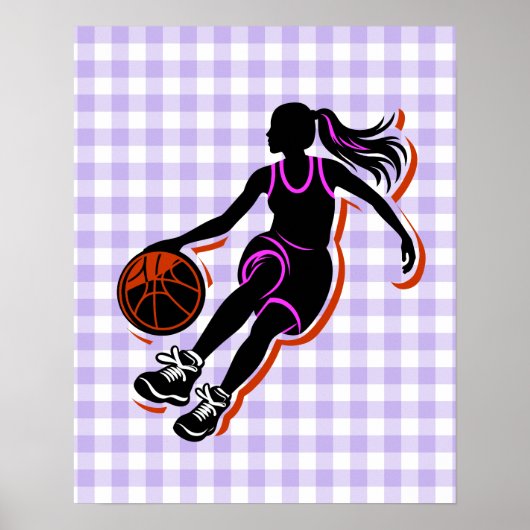 Basketbal Meisje Dribbling Poster (Voorkant)