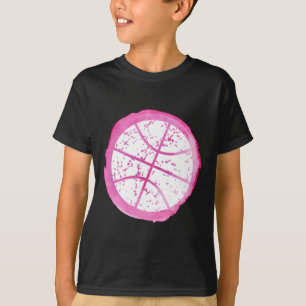 Basketbal Meisje Roze Waterverf T-shirt