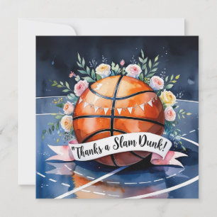 Basketbal met bal Bedankt voor een slam dunk-huwel
