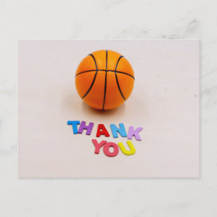 Basketbal met dank je woord houten achtergrond briefkaart