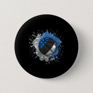 Basketbal met de vlag van Estland Ronde Button 5,7 Cm