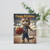 "Basketbal met een portie kattigheid" verjaardag Briefkaart (Staand voorkant)