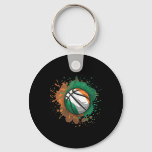 Basketbal met Ierse vlag Tanktop Sleutelhanger