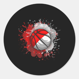 Basketbal met Indonesische vlag Ronde Sticker