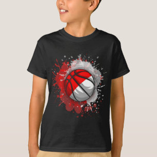 Basketbal met Indonesische vlag T-shirt