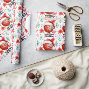 Basketbal met kerstmuts voor Kerstmis Cadeaupapier