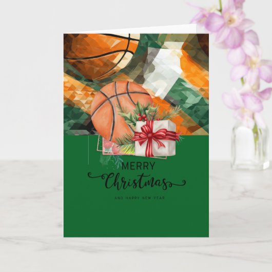 Basketbal met Kerstthema voor speler Kaart (Orchidee)