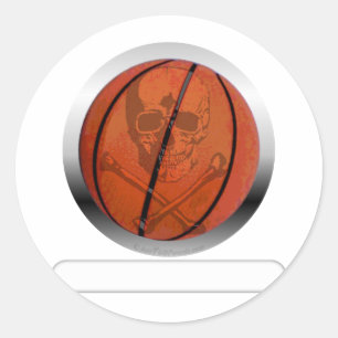 Basketbal met schedel- gepersonaliseerd ronde sticker