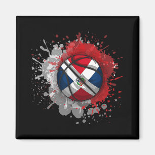 Basketbal met vlag van de Dominicaanse Republiek Magneet