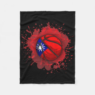 Basketbal met vlag van Taiwan Fleece Deken
