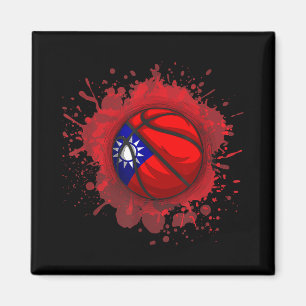 Basketbal met vlag van Taiwan Magneet