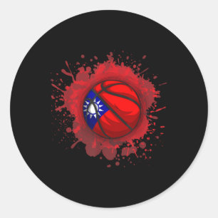 Basketbal met vlag van Taiwan Ronde Sticker