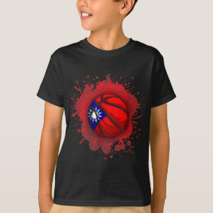 Basketbal met vlag van Taiwan T-shirt